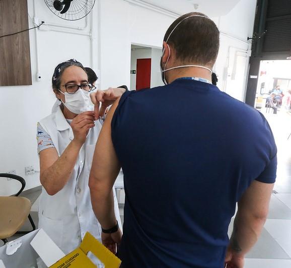 Man getting COVID vaccine