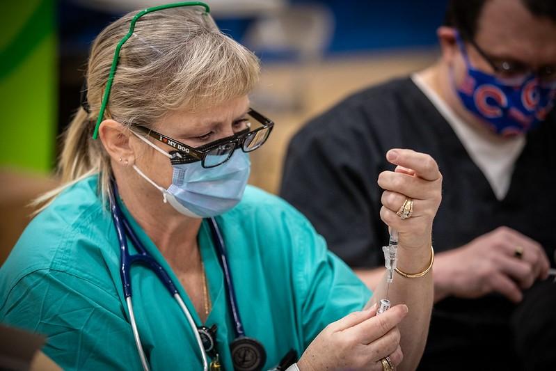 COVID-19 mass vaccine clinic in Iowa