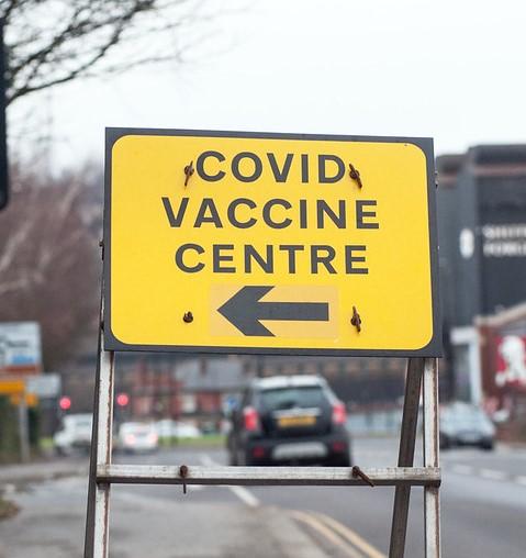 "COVID vaccine centre" sign