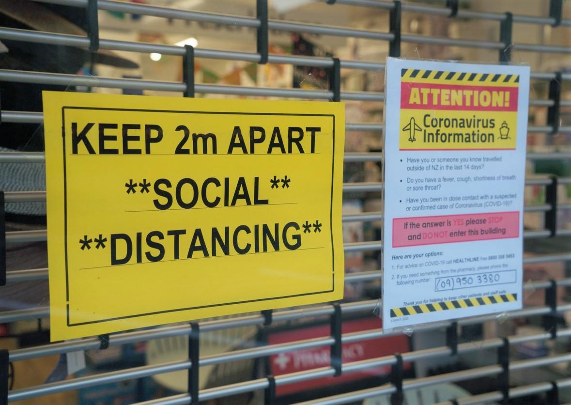 Social distancing sign in New Zealand