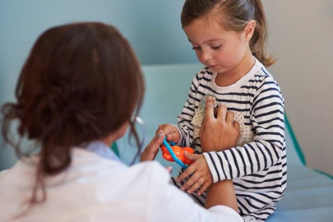 Doctor examining girl