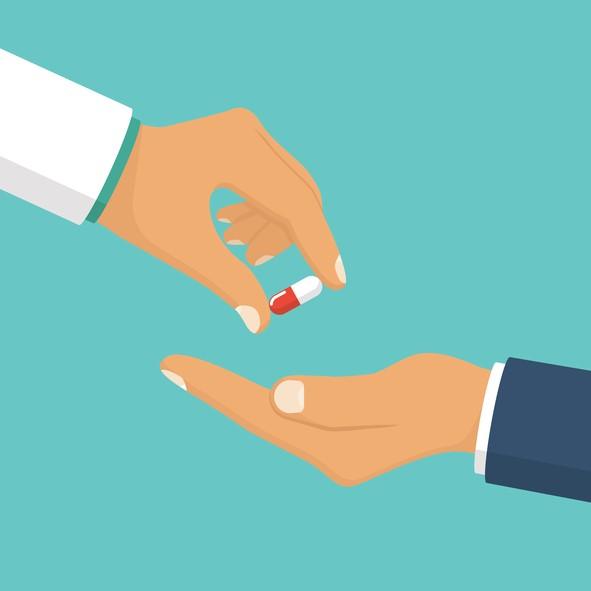 Doctor dispensing single pill