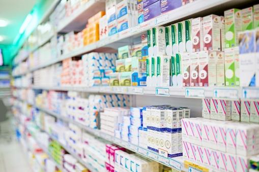 Drugs on shelves