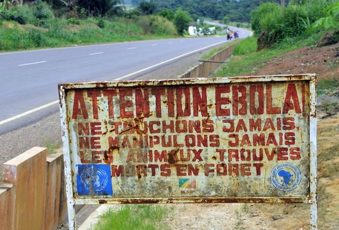 Ebola warning sign in DR Congo