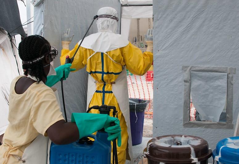 Decontamination at Ebola treatment unit