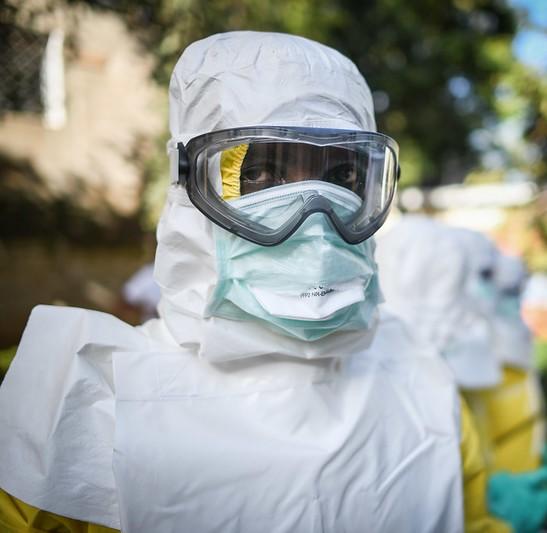 Ebola volunteer wearing PPE