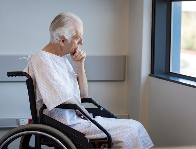Elderly man in wheelchair