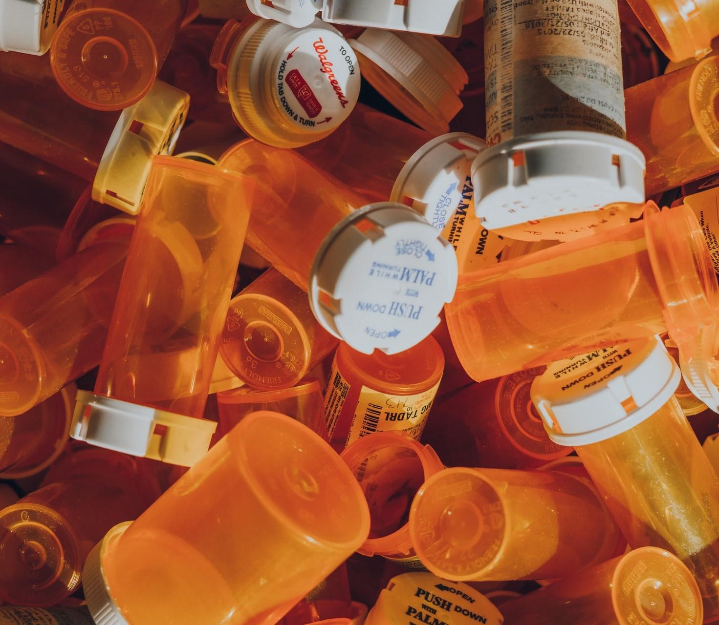 Pile of empty pill bottles