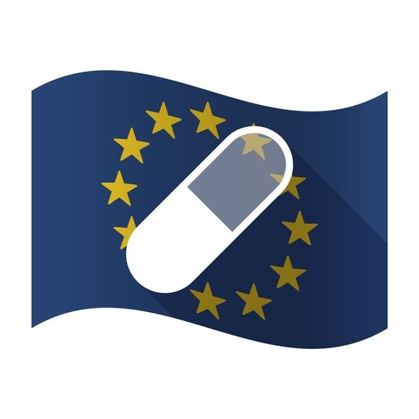 European Union flag with antibiotic