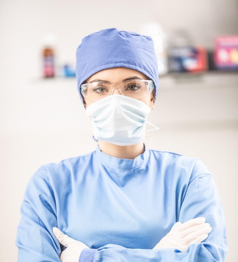 Female doctor with mask eyewear