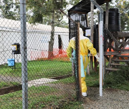 Fenced Ebola treatment unit in DR Congo