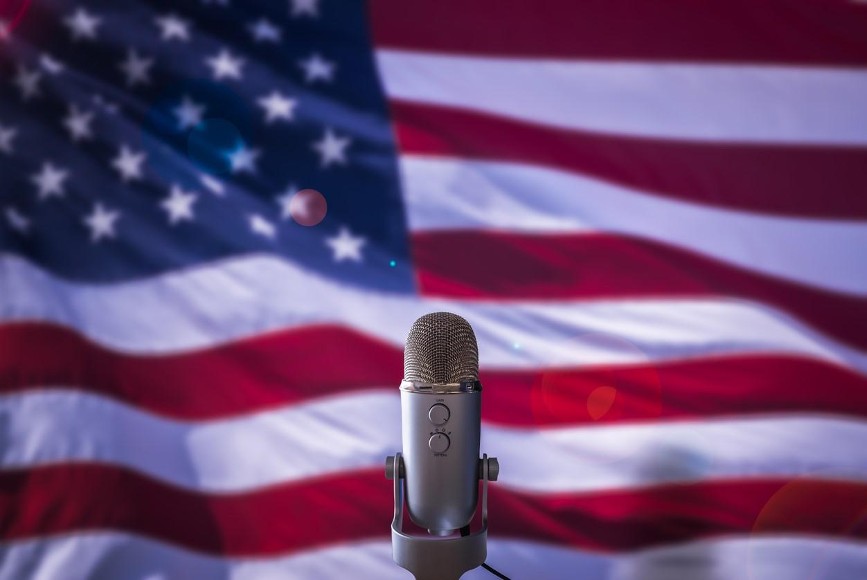 Flag and microphone