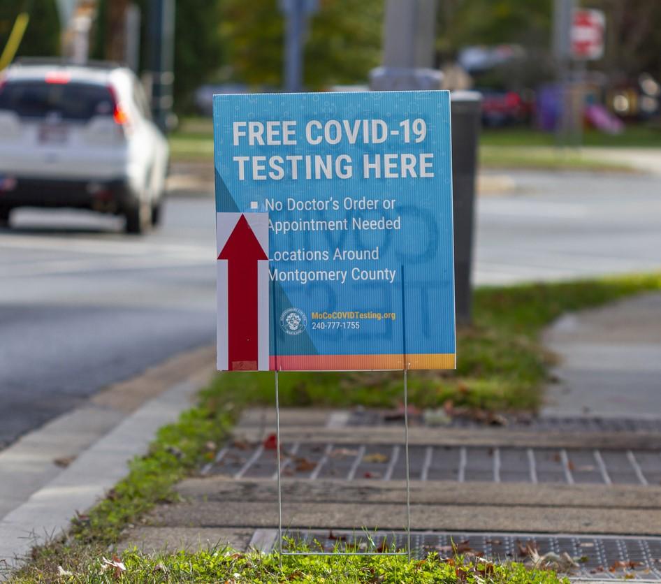 'Free COVID-19 testing' sign
