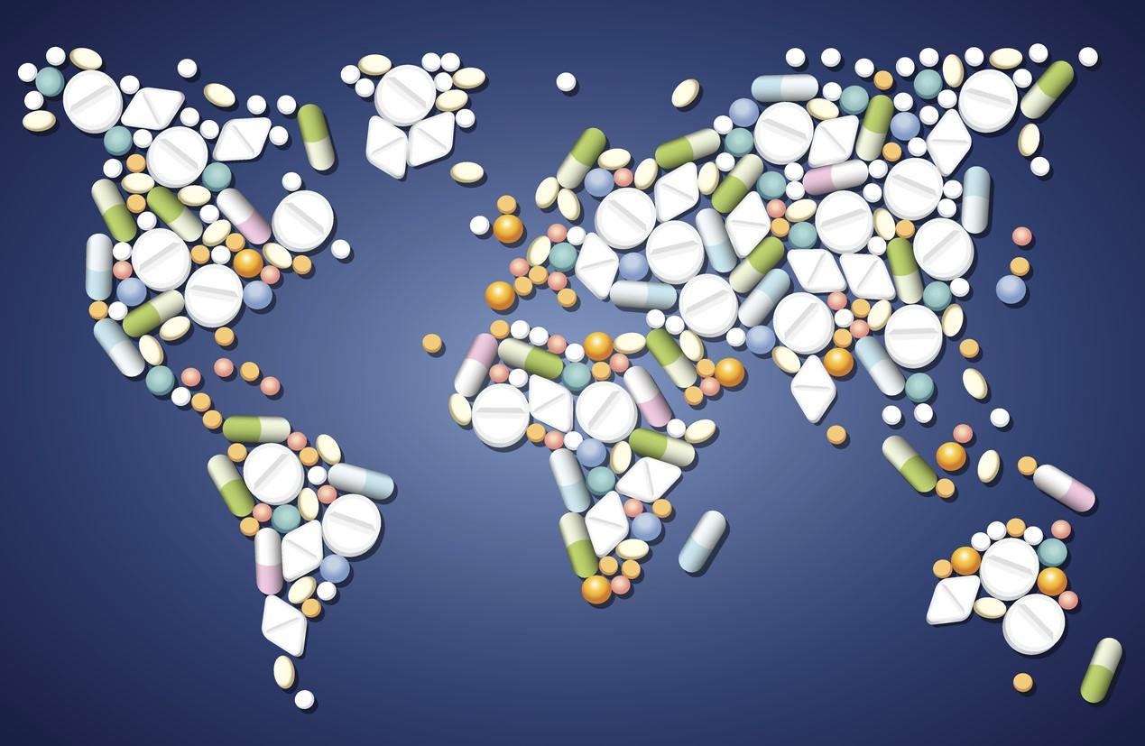 Global map made of pills