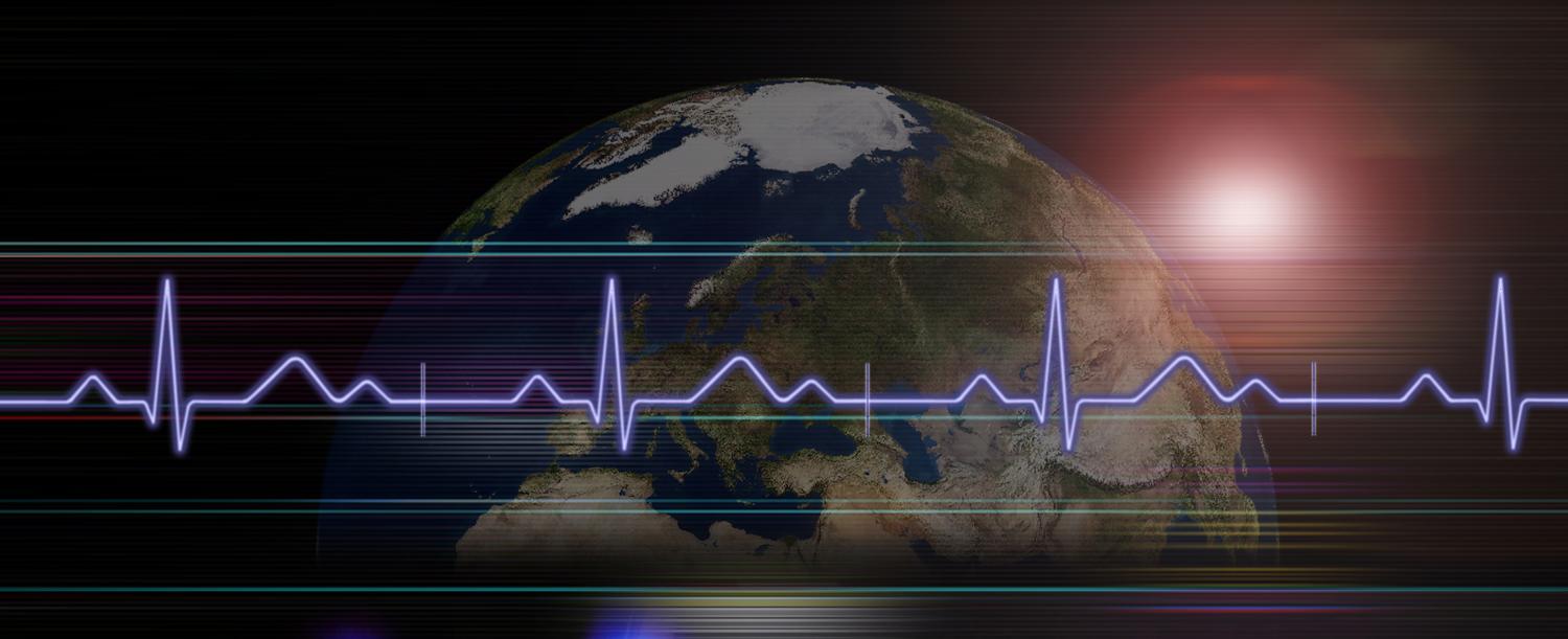 Globe with ECG strip