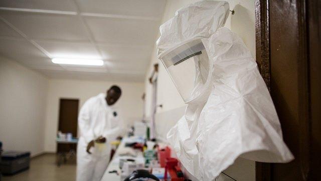 PPE in mobile Ebola lab in LIberia