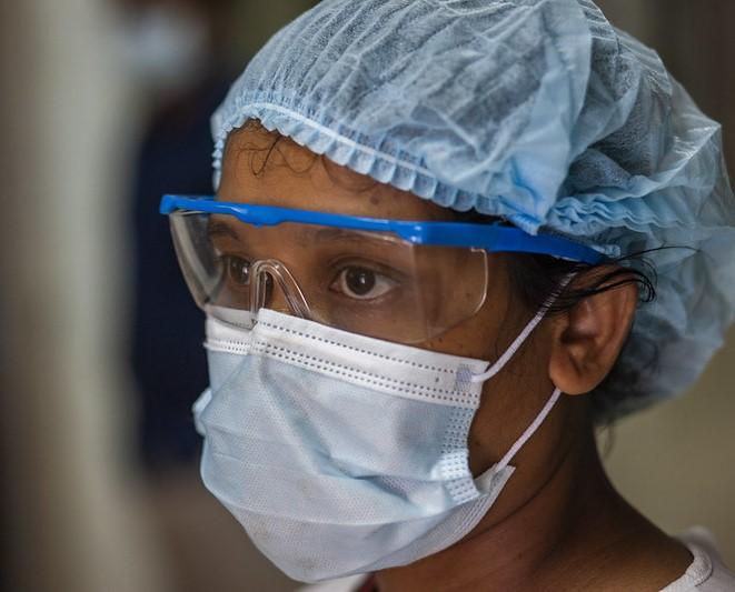 Masked healthcare worker in Bangladesh