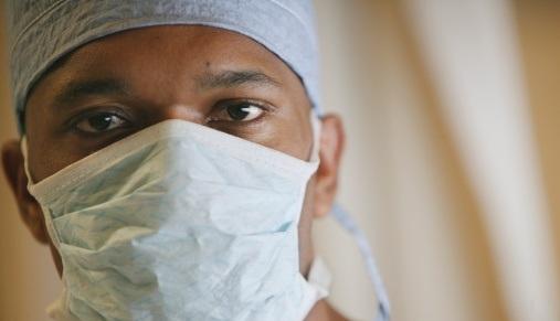 Health worker with mask