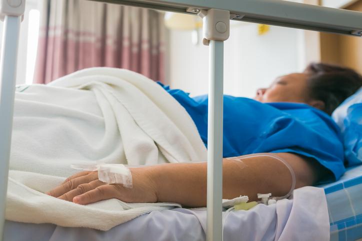 Hospital patient with IV