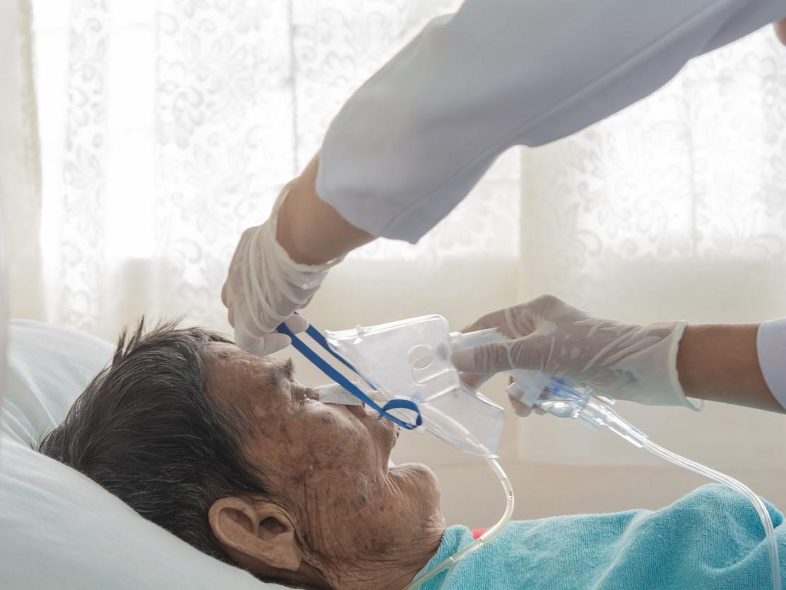 Hospital patient receiving inhaled drug