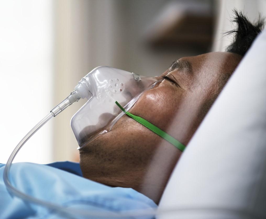 Hospital patient on oxygen