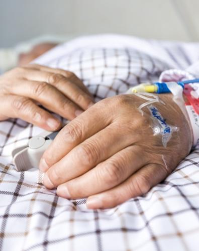 Hospital patient's hands