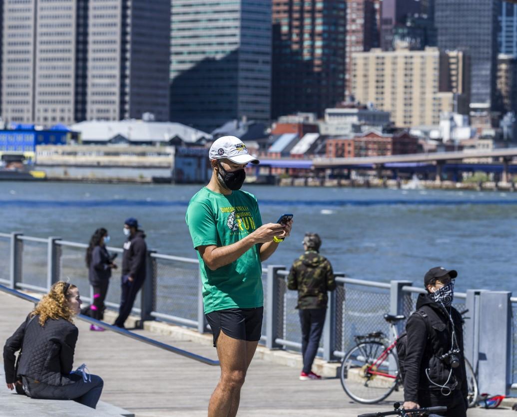 Jogger by East River, New York City