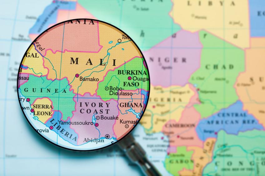 Map of Mali and surrounding nations