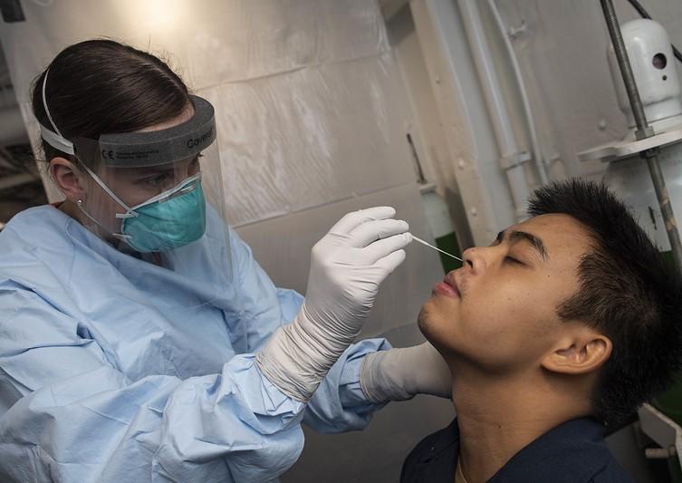 Man getting nasal swab