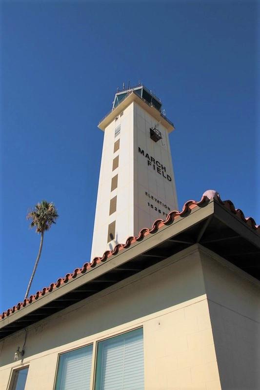 Control tower at March Air Reserve Base in Ontario, California.