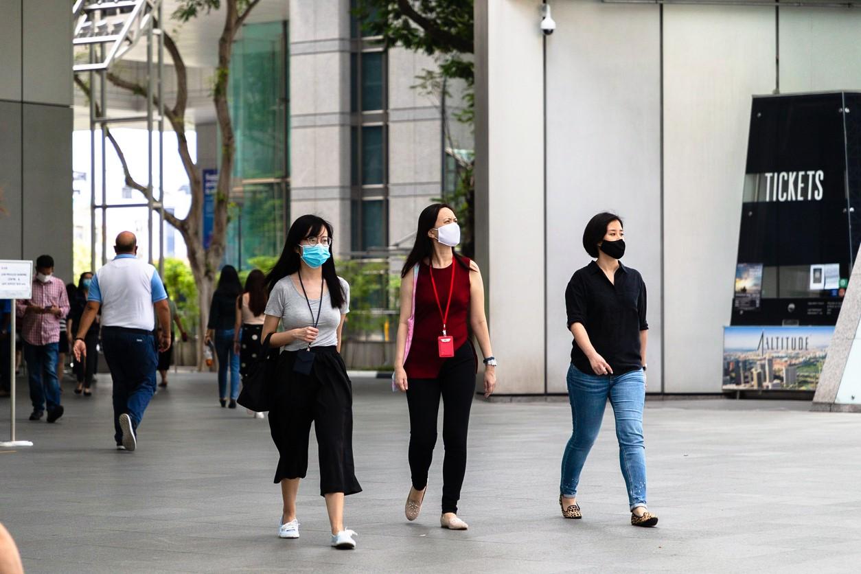 People wearing masks during COVID-19 in Singapore