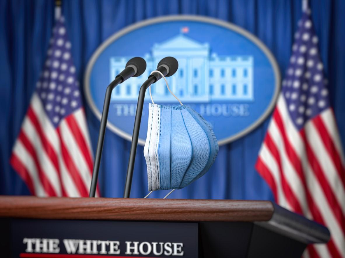 Mask on White House microphone