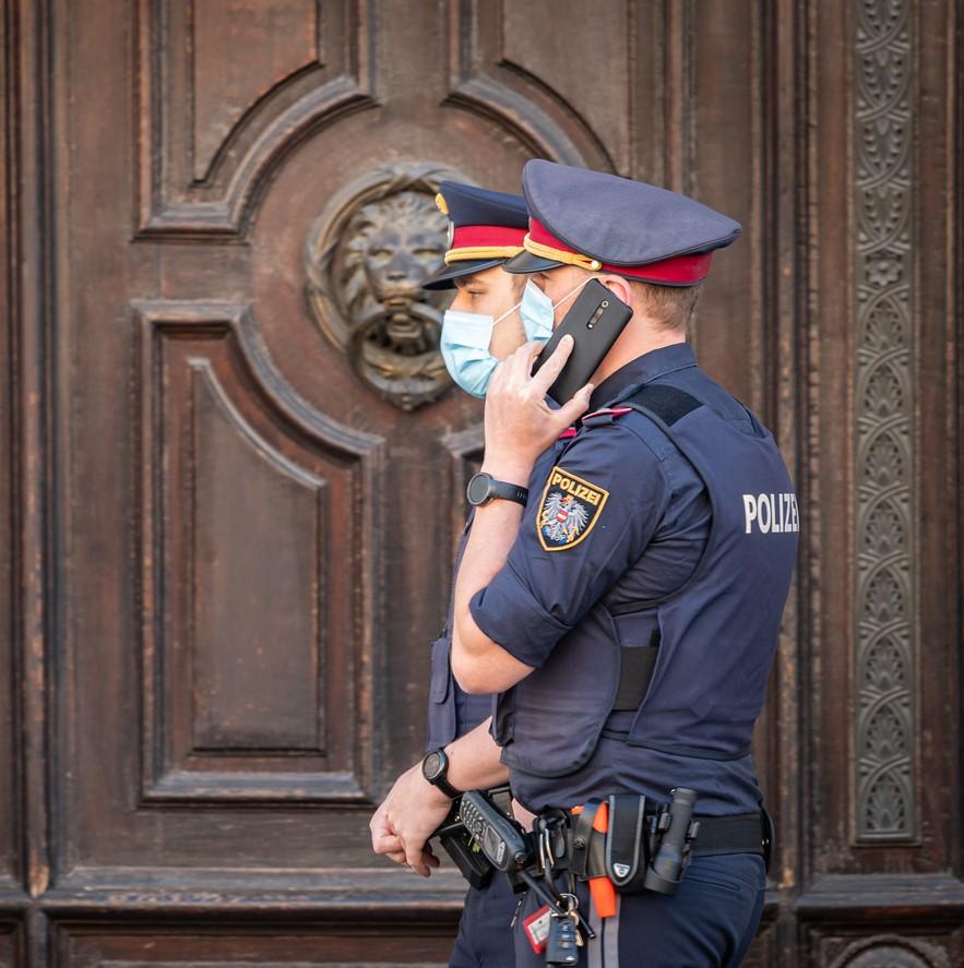 Masked Austrian policemen