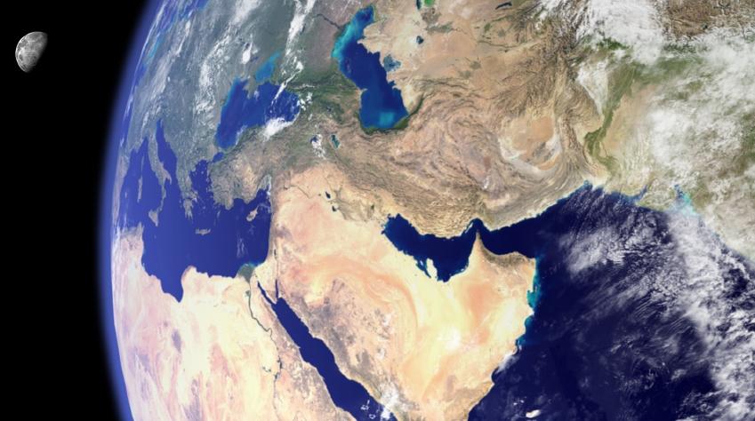 Satellite view of Middle East