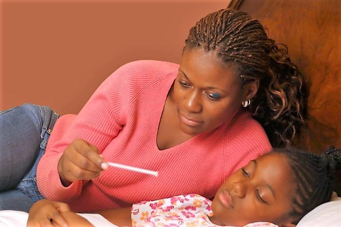 Mom and sick girl