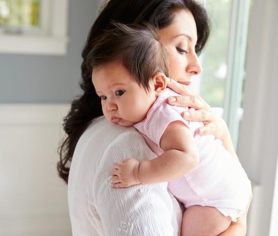 Mom holding baby