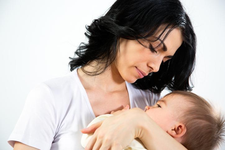 Mom holding baby