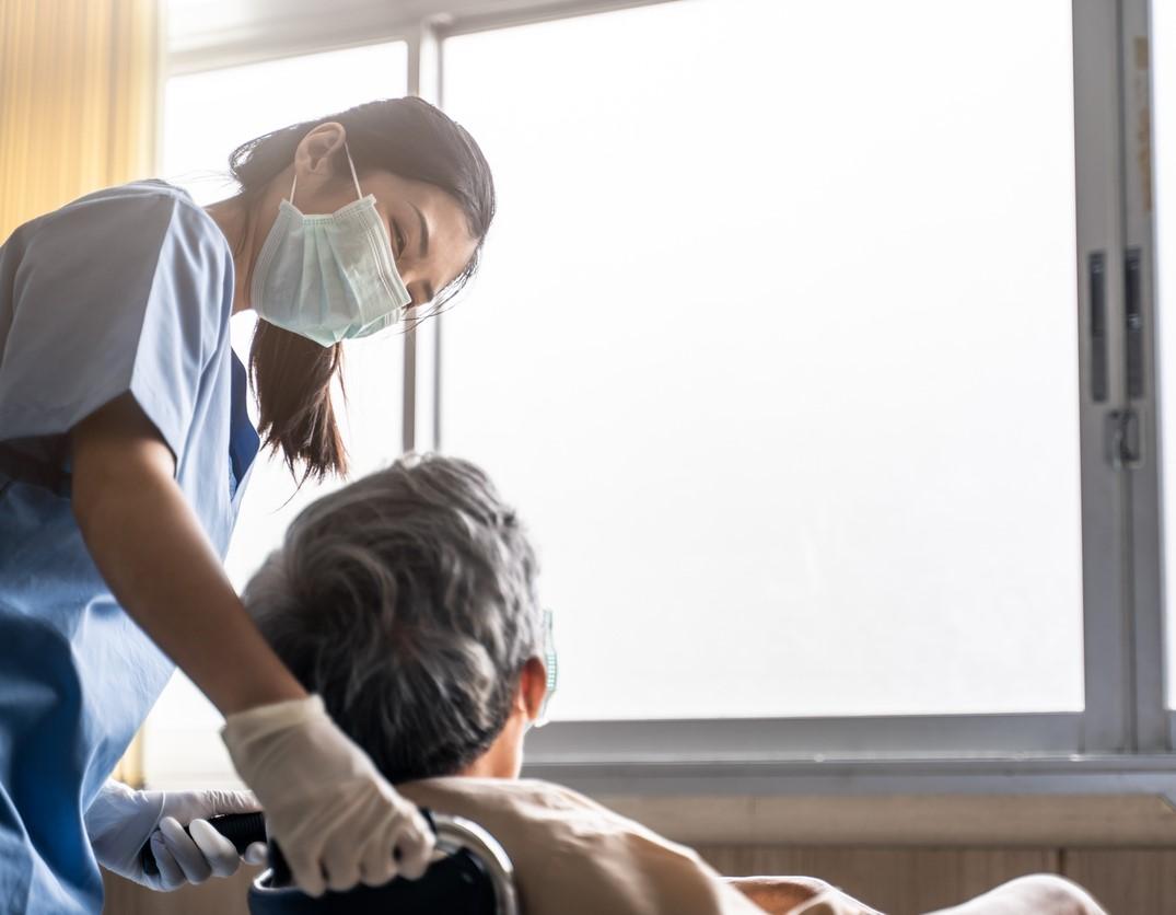 Nurse with nursing home resident