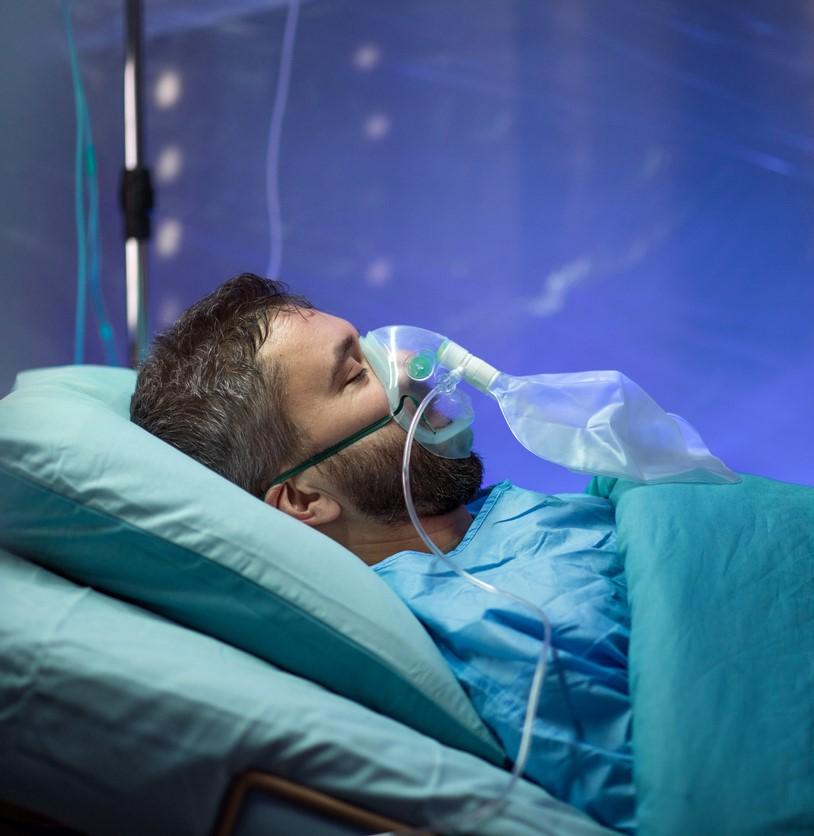 Patient on oxygen