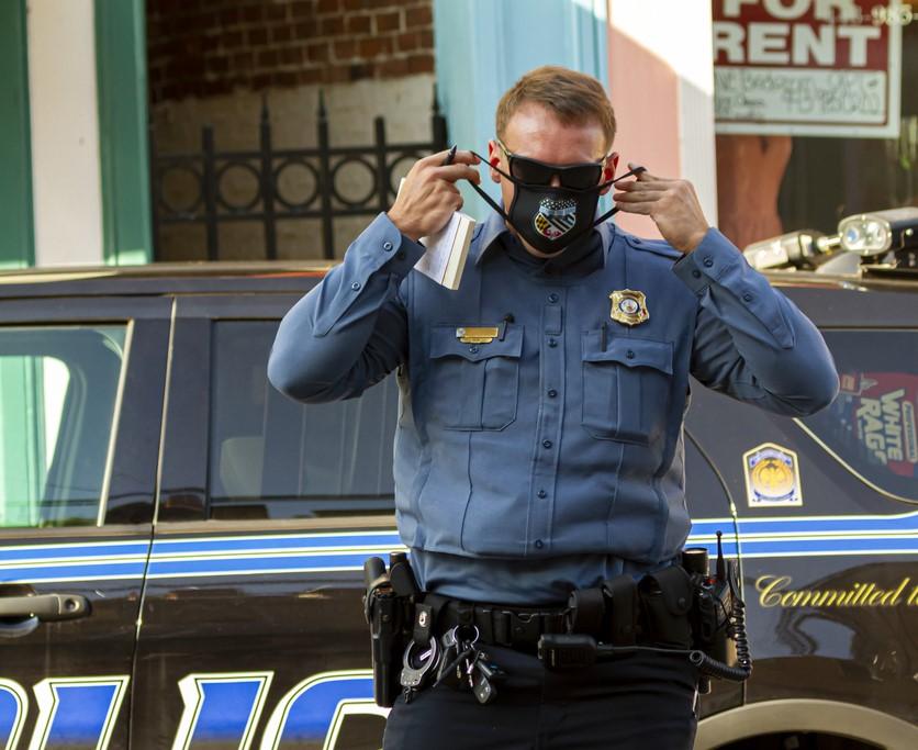 Police officer with mask