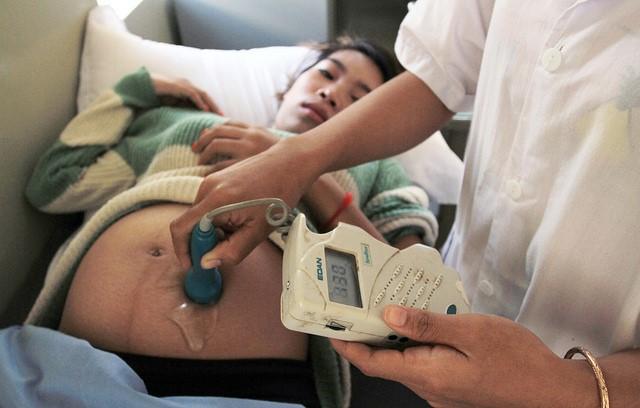 Pregnant woman getting an ultrasound