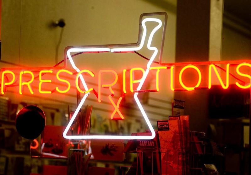 Neon sign for prescriptions