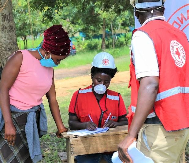 Red Cross workers in Uganda