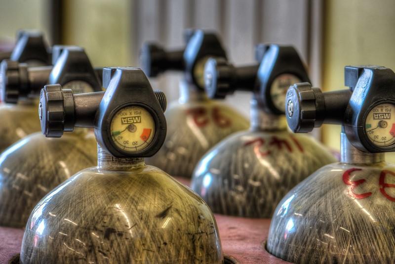 Rows of oxygen tanks