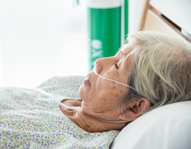 Senior female hospital patient