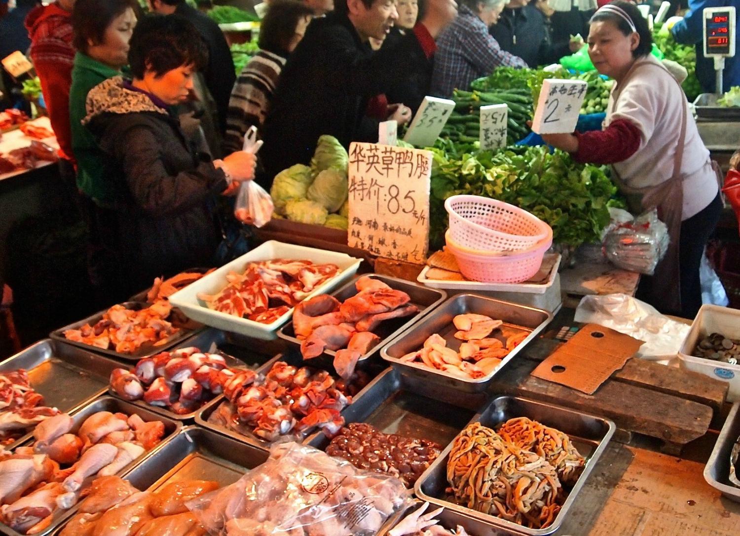 A fresh market in Shanghai City, China