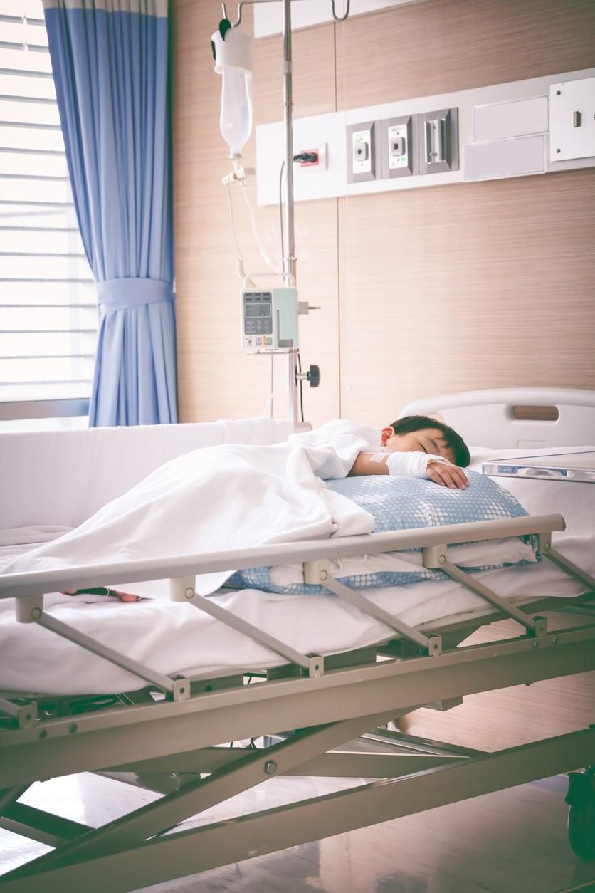 Sick boy in hospital