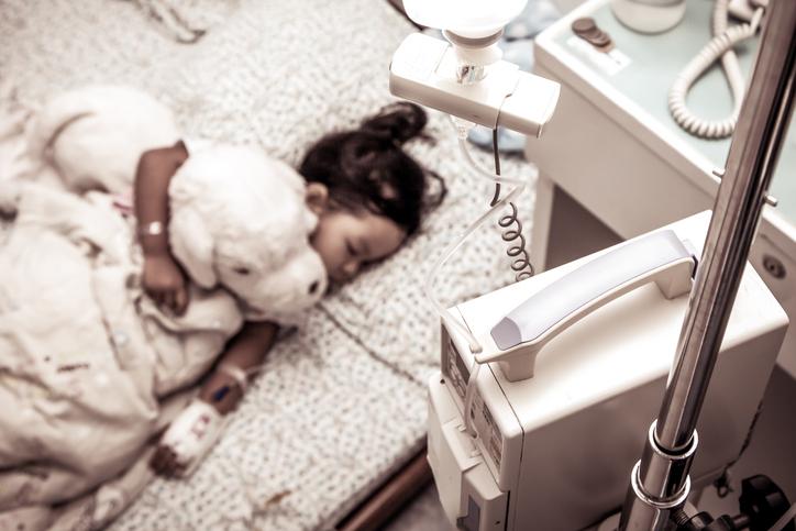 Sick girl in hospital