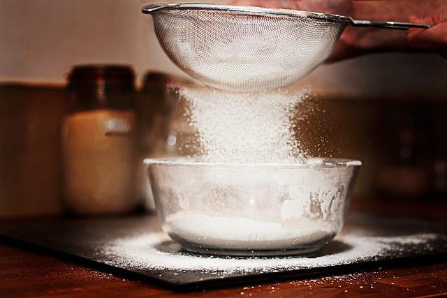 Sifting flour