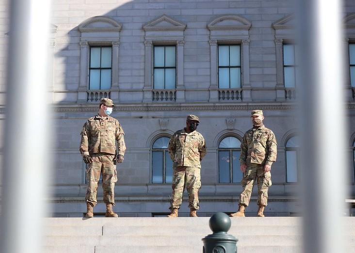 Soldiers wearing masks